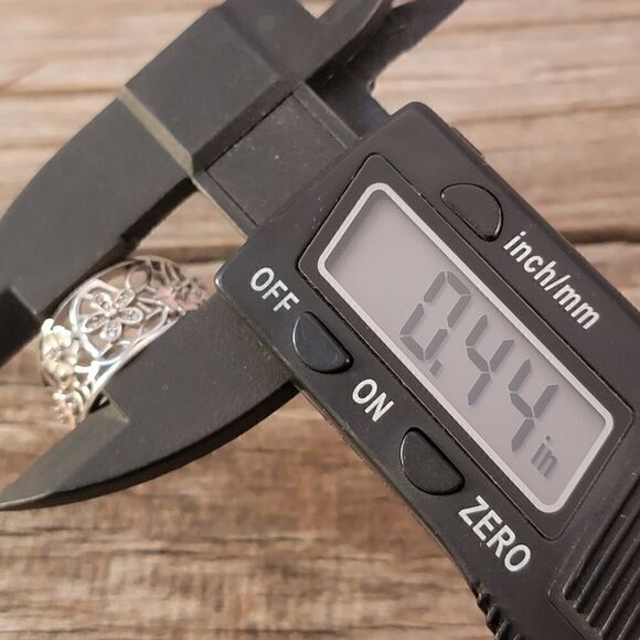 Sterling Openwork CZ Enamel Flowers Ring - Picture 7 of 8